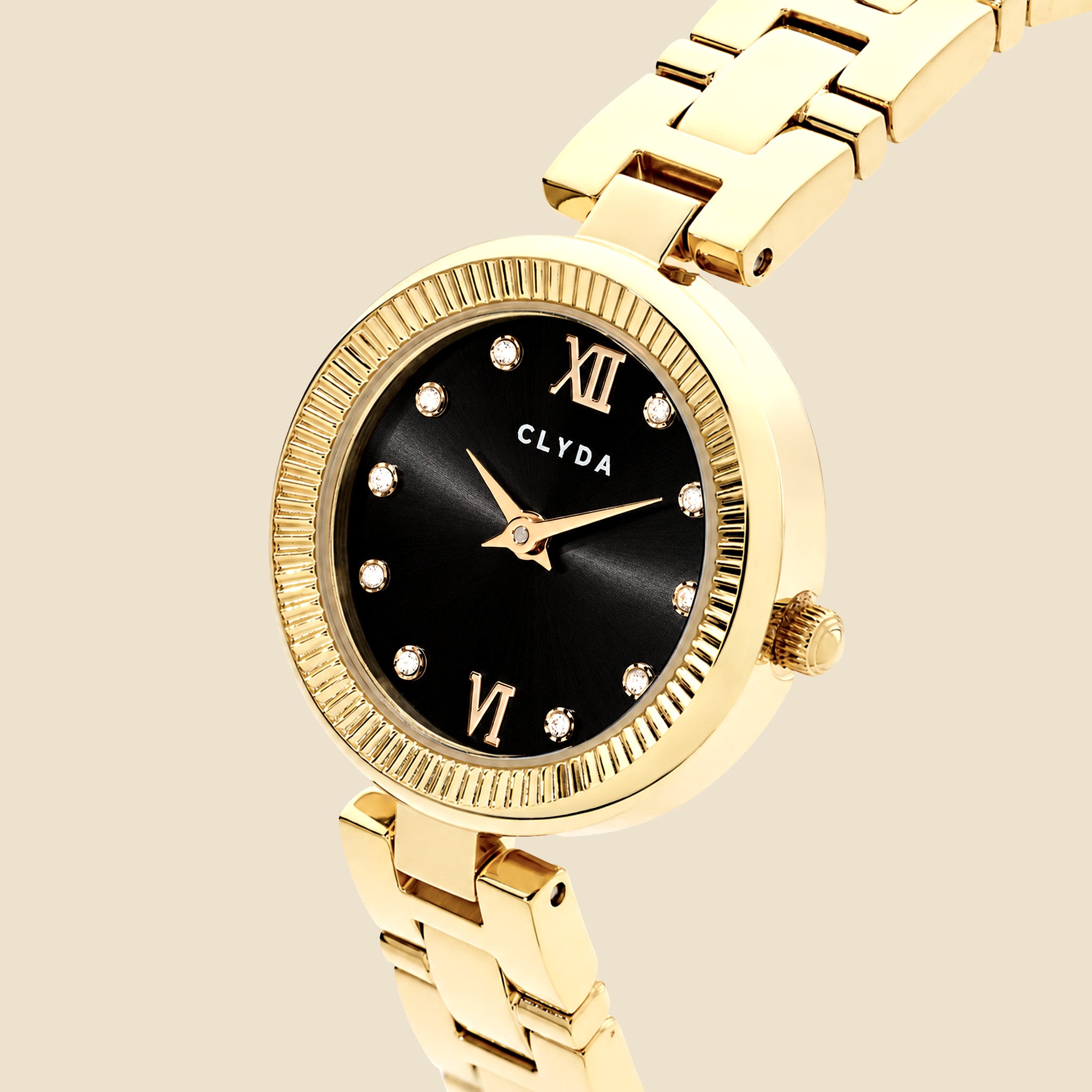 Montre dorée cadran noir - Léonie