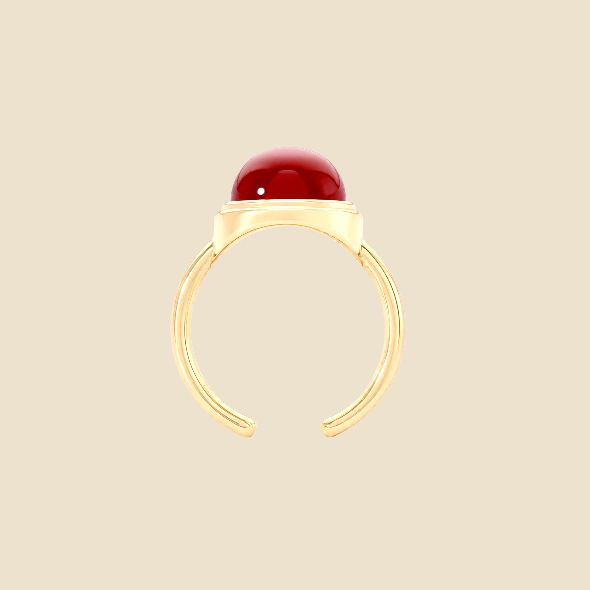 Bague dorée agate rouge - Mémoire