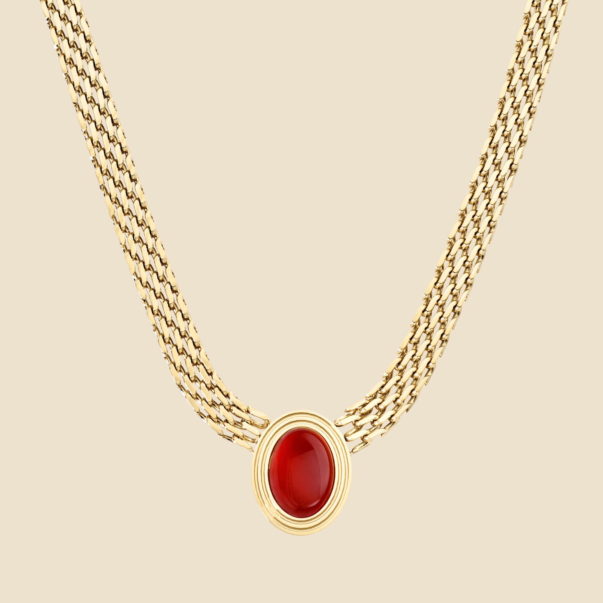 Collier doré agate rouge - Mémoire